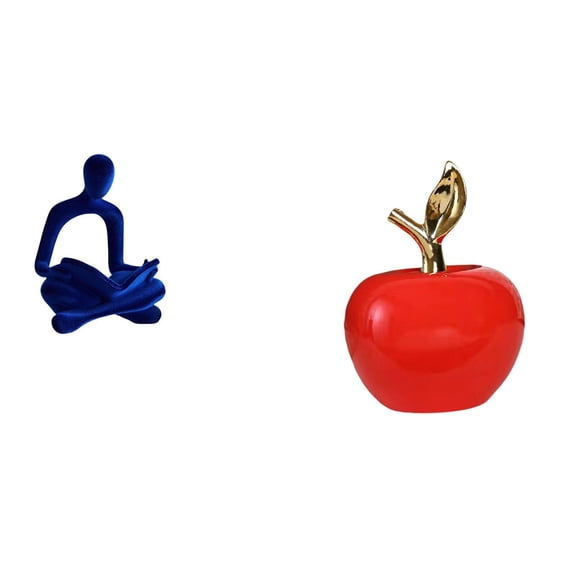 2 Pieces Abstract Thinker Figurine Ceramic Statue Artistic Resin Sculpture for Wedding Office Home Decoration