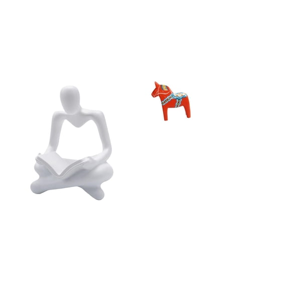 2 Pieces Abstract Thinker Statue Swedish Horse Collectible Resin Design for Shelf Bedroom Bar Decoration