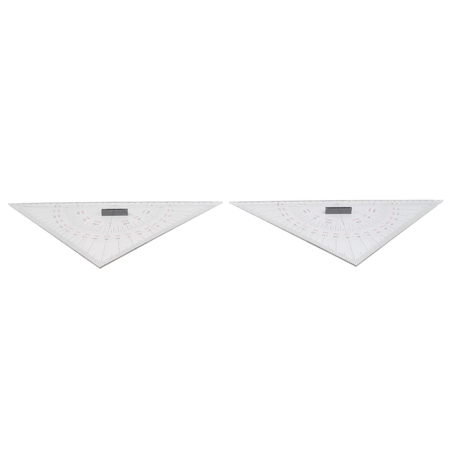 2 Pieces Acrylic Marine Chart Plotting Triangle Ruler Protractor 300mm ...