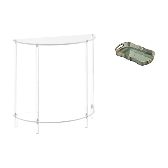 2 Pieces Acrylic Nightstand Accent Table Vanity Tray with Rectangular Clear Design for Home Living Room Compact Spaces