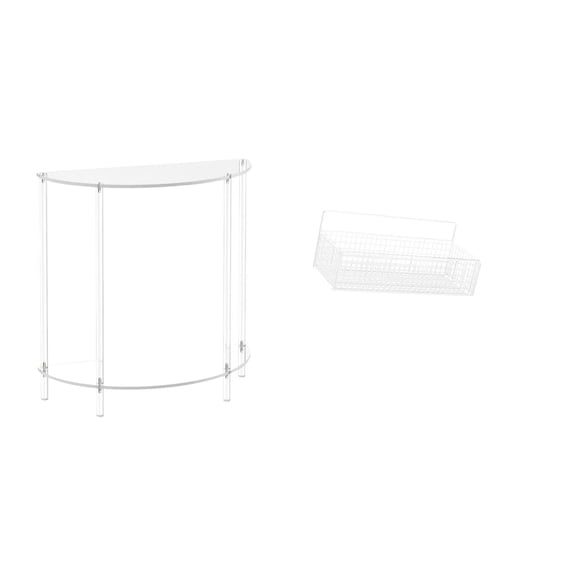 2 Pieces Acrylic Nightstand Clear Side Table Hanging Storage Basket Compact Design for Small Space Living Room Bedroom