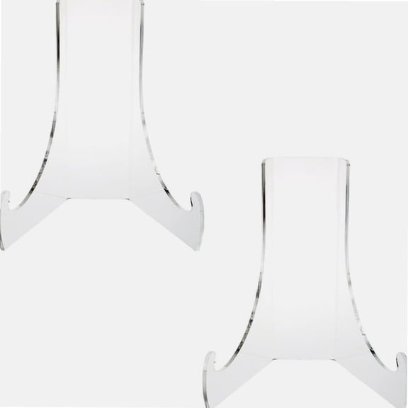 2 Pieces Acrylic Plate Stand 60-Degree Angle Acrylic Easel Acrylic Book Stand Acrylic Plaque Stand Table Top Easel Card Picture Stands Plate Holder with Deep Support Ledges(Clear, Small)