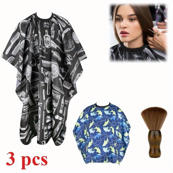 Hair Cutting Barber Cape Professional Haircut Salon Cape for Men Women Boys and Girls with Neck Duster Brush