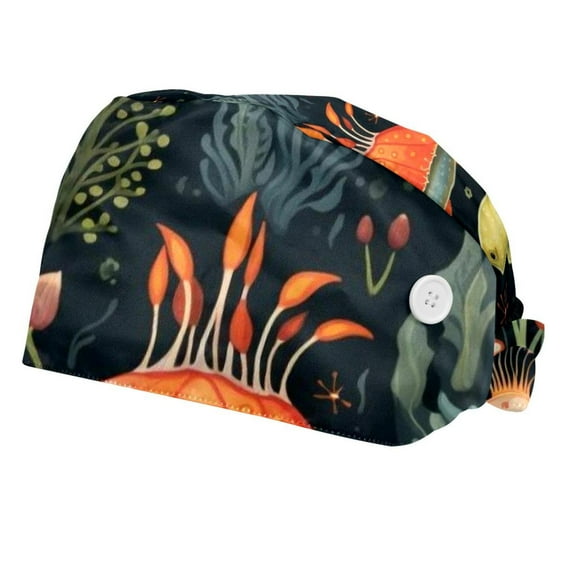 2 Pieces Adjustable Working Cap with Button, Working Hat Sweatband, Sea Slug Bouffant Hats