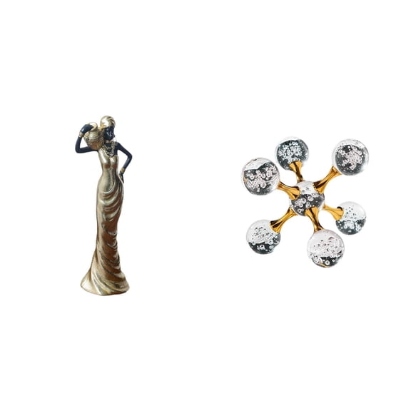 2 Pieces African Figurine Bubble Sphere Sculpture Resin Material Decorative Art for Desk Shelf Bedroom Office Home