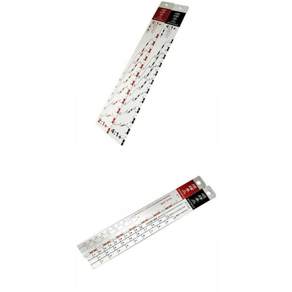 2 Pieces Aluminium Alloy 2:1 And 4:1 Paint Mixing Ratio Ruler Paint
