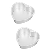 NUOLUX Heart Shape Cake Mold Removable Bottom Silver for Baking 2Pcs