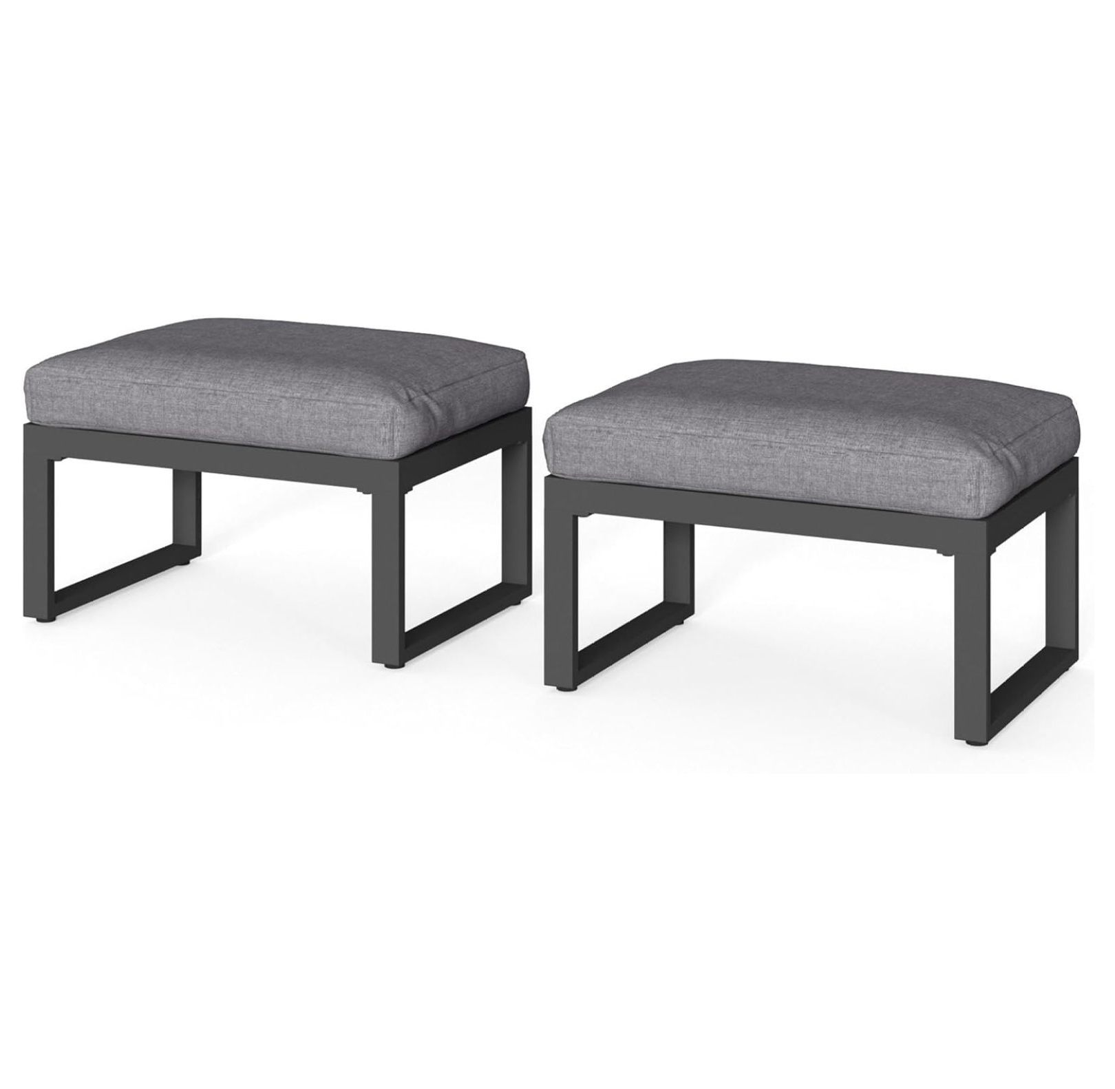 2 Pieces Aluminum Outdoor Patio Ottoman Set, Outdoor Foot Stools with ...