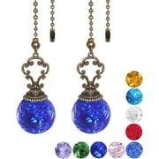 2 Pieces Amber Pull Chain Ceiling Fan Pull Chain Ornaments Light Pull Chain Extension Decorative Crystal Pull Chain, 30CM Each Chain (Crystal Ice Cracked Ball)