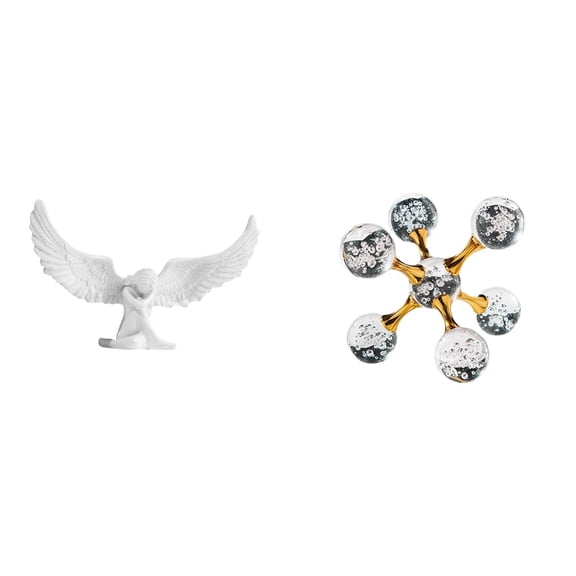 2 Pieces Angel Sculpture Bubble Sphere Figurine Resin Material Decorative Ornament for Office Living Room Bookshelf