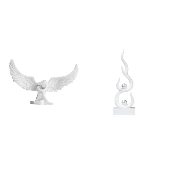 2 Pieces Angel Sculpture Statue Decorative Resin Ornament Abstract Flame Shape for Home Office Gift Display