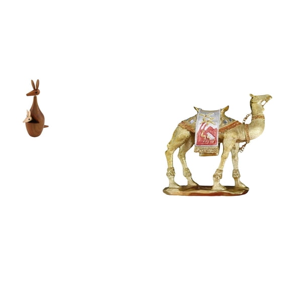 2 Pieces Animal Figurine Statue Camel Sculpture Resin Wood Compact Size for Bookshelf Desk Living Room Gift Parties