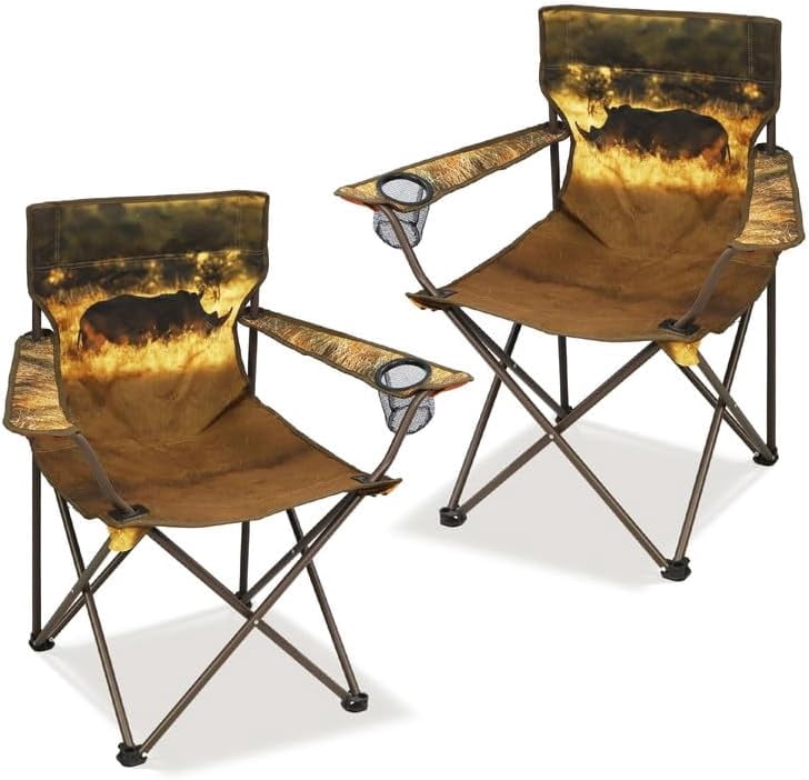 2 Pieces Animal Pattern Camping Chairs, Folding Backpack Lightweight ...