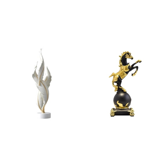 2 Pieces Animal Sculpture Modern Ornament Desktop Figurine with Nordic Elegant Lines for Home Table Bookshelf