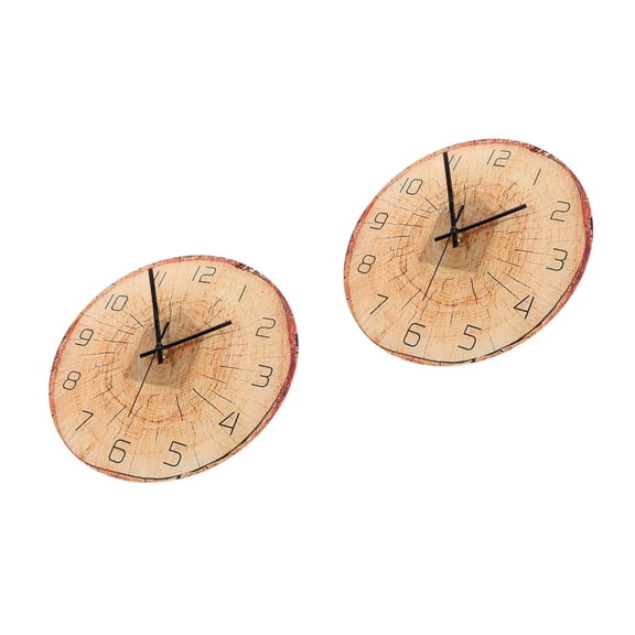2 Pieces Annual Ring Wall Clock Alarm Vintage Decor Bucket Office