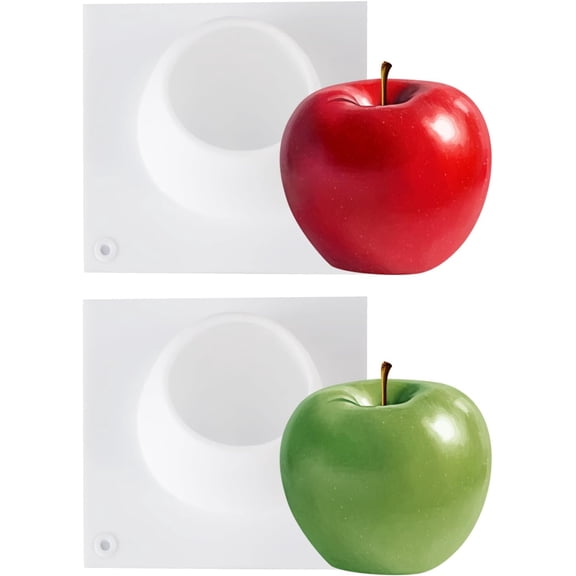 ABPETE 2 Pieces Apples Silicone Molds, Apples Shape Fruit Mousse Cake Molds Christmas Candle Molds for Candle Making, Creative Shape Cake Mold for Candy Fondant Chocolate Dessert Cupcake Decorating