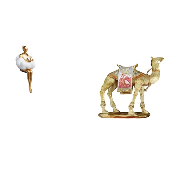 2 Pieces Art Statue Figurine Camel Sculpture Resin Material for Living Room Office Shelf Decoration Gift