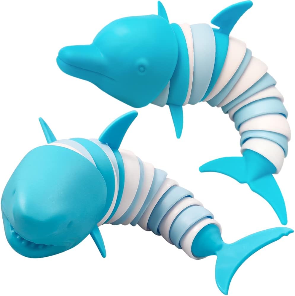 Curated visual reference: 2 Pieces Articulated Fidget Toy Rainbow Caterpillar Toy Ocean Shark Photo Inspiration