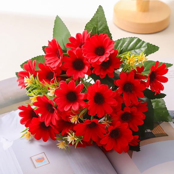 2 Pieces Artificial Daisies Faux Gerbera, 11.8 Inch Silk Flower for Wedding Home Decor, Realistic Flora Bouquet for Table Centerpiece and office area at home