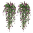thumbnail image 1 of 2 Pieces Artificial Hanging Flowers Fake Hanging Plant Faux Eucalyptus Leaf Greenery Vine Outdoor UV Resistant Plastic Plants Home Garden Wedding Party Indoor Outdoor Decorations, 1 of 8