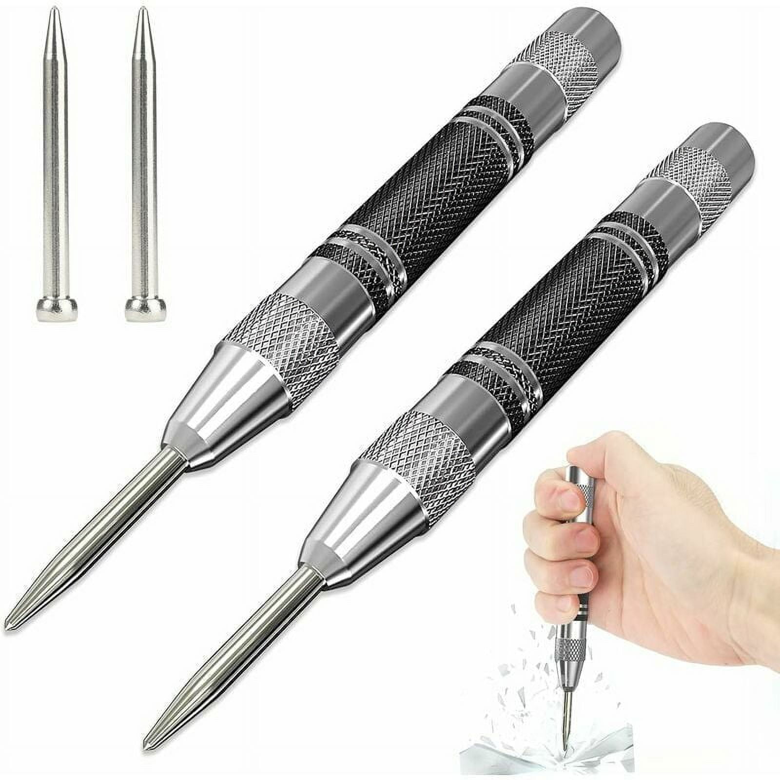 2 Pieces Automatic Punch, Automatic Center Punch, Spring Tension Center