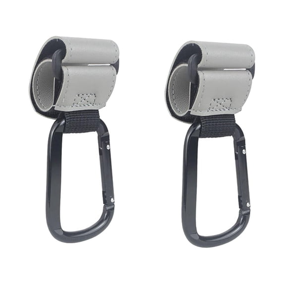 2 Pieces Baby Stroller Hooks Clip Pushchair Hooks for Bicycles Shopping Bags Gray