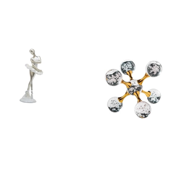 2 Pieces Ballerina Statue Desktop Ornament Bubble Sphere Creative Resin Sculpture for Living Room Office Shelf