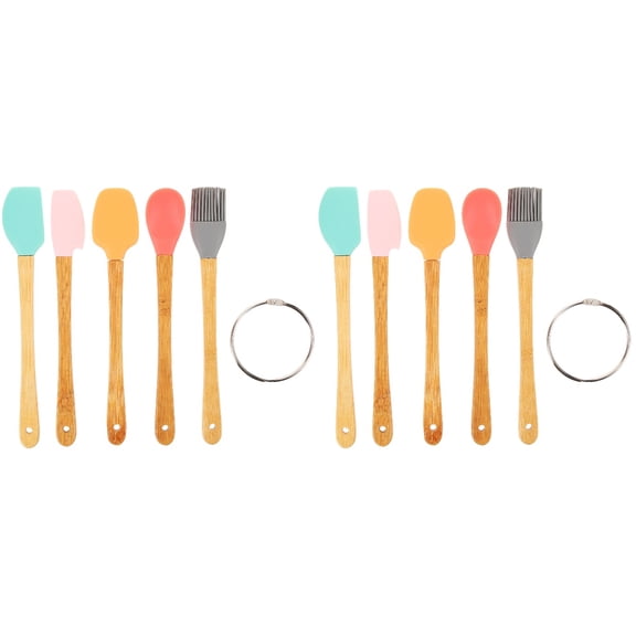2 Pieces Bamboo Handle Small Spatula Baking Mini Mason Jars Oven Child Colorful