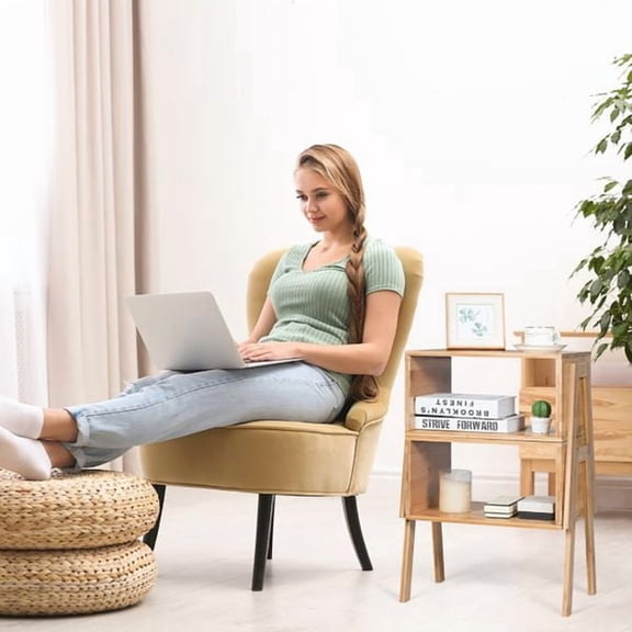 2 Pieces Bamboo Nightstand Set with Open Storage Shelf, Stackable Side End Tables for Bedroom, Living Room and Study, Natural Bamboo Accent Tables with Spacious Top, Compact Space Saving Furniture