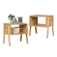 thumbnail image 1 of 2 Pieces Bamboo Nightstand Sofa Table with Storage Shelf, 1 of 9