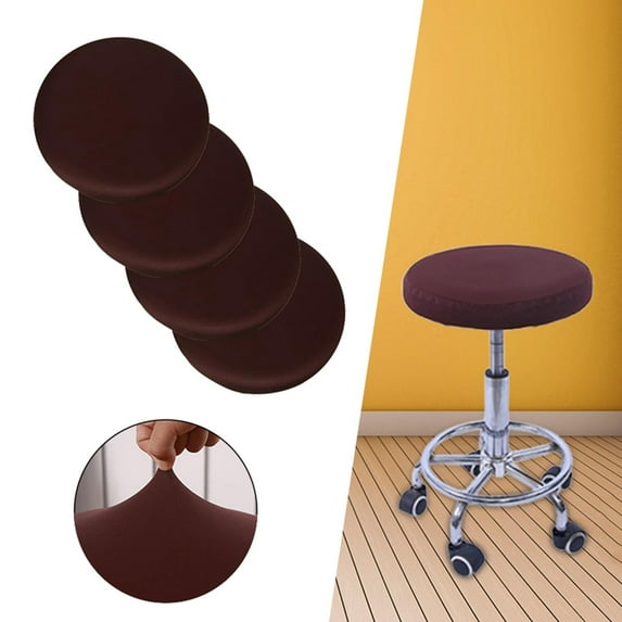 2 Pieces Bar Stool Covers Round, Washable Soft Durable Elastic Stool Cushion Slipcover, Seat Covers Protector for 12- Chair brown