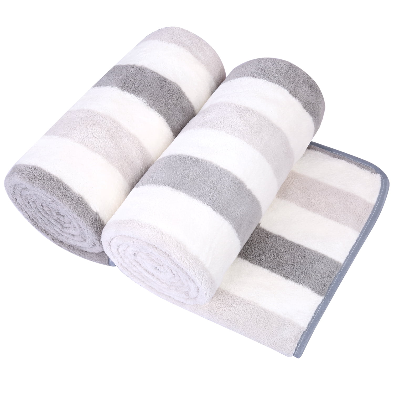 2-Pieces Bath Towel Set For Bathroom, High Density Plush Fleece Ultra Absorbent, 30"x60"