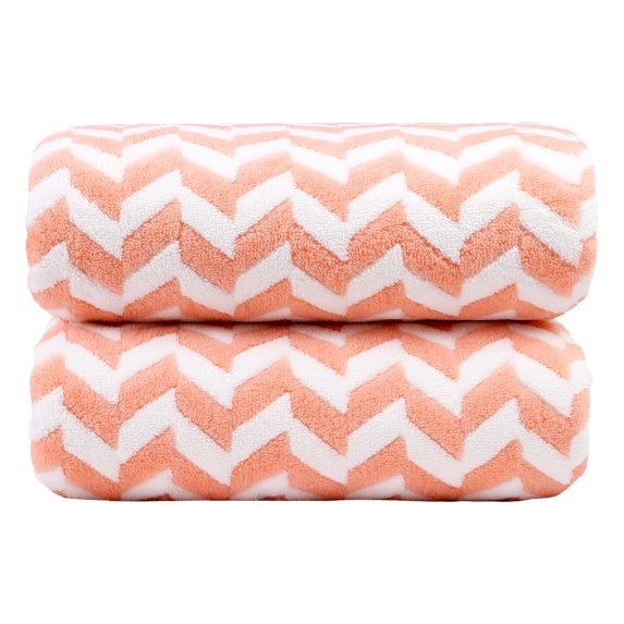 2-Pieces Bath Towel Set For Bathroom, High Density Plush Fleece Ultra Absorbent, 30"x60"