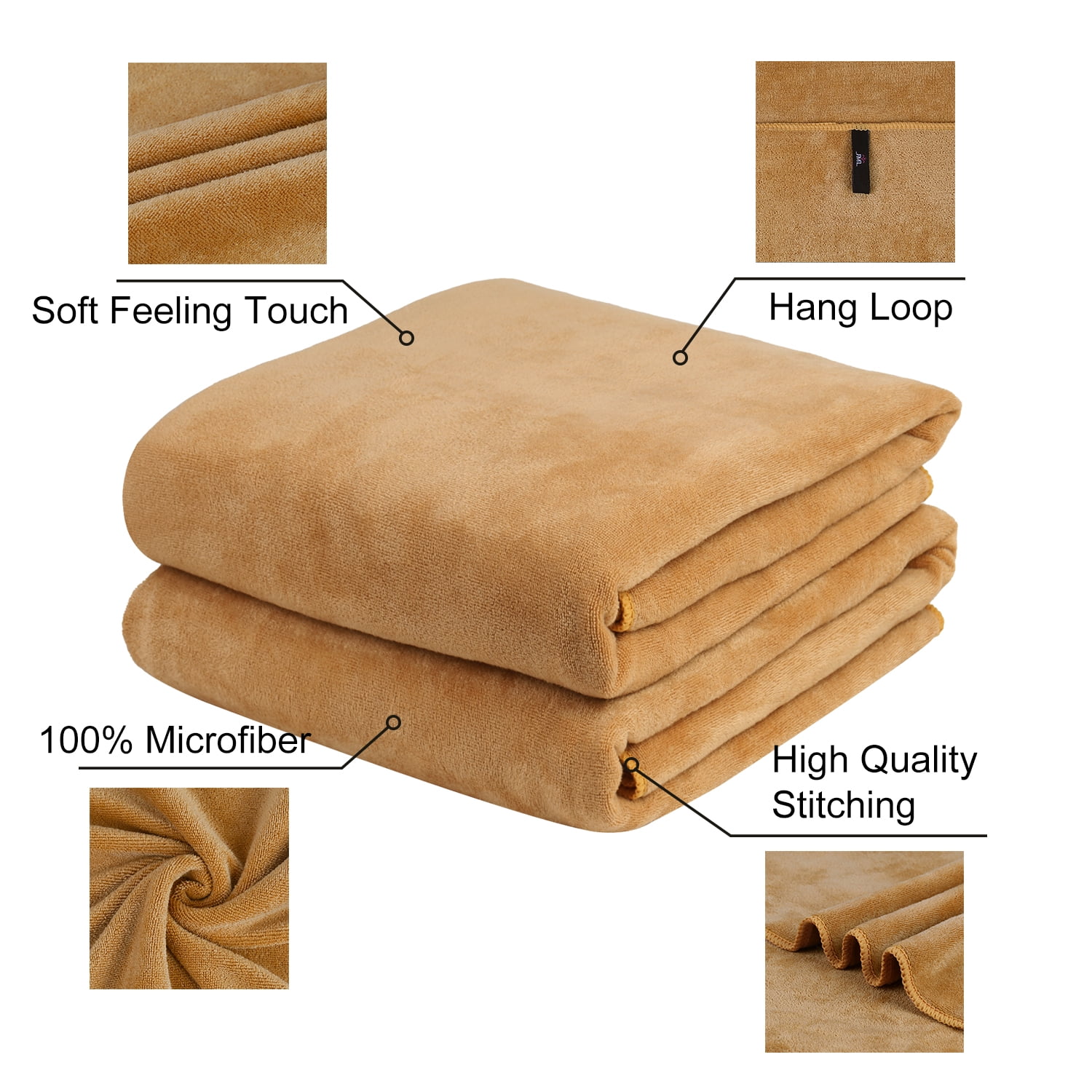 2-Pieces Bath Towel Set For Bathroom,Ultra Absorbent Camel 30"x60"