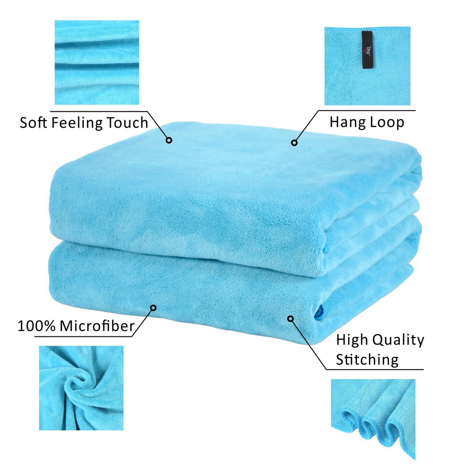 2-Pieces Bath Towel Set For Bathroom,Ultra Absorbent Solid Aquamarine 30"x60"