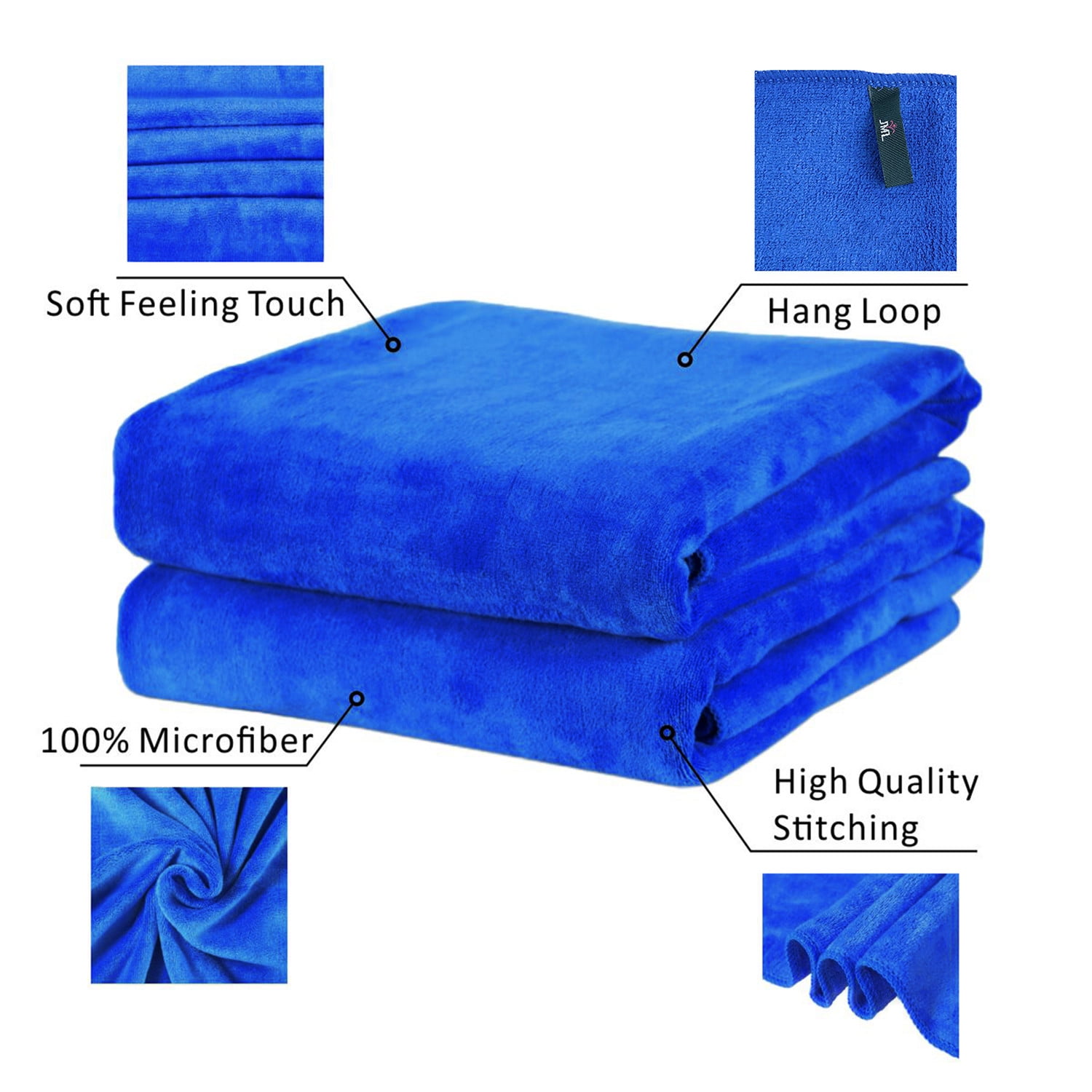 2-Pieces Bath Towel Set For Bathroom,Ultra Absorbent Solid Dark Blue 30"x60"