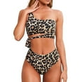 thumbnail image 1 of Womens Two Pieces Swimwear Leopard Print Swimsuits One-Shoulder Bikinis Set Bathing Suit for Vacation Beachwear, 1 of 20
