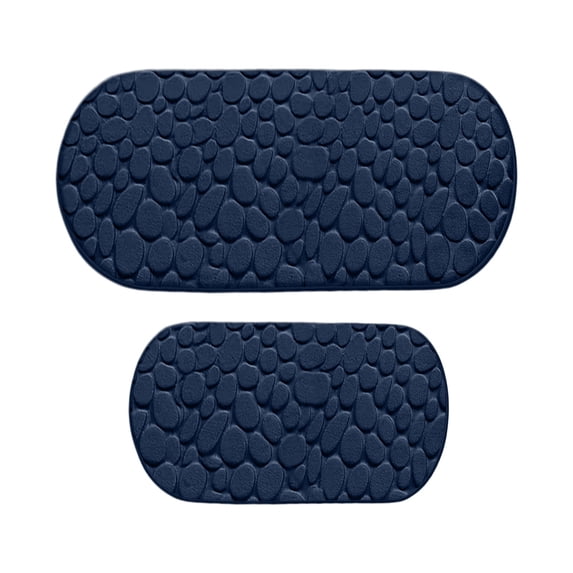 Mmeneyy Memory Foam Bath Mat Set of 2, Cobblestone Textured Non-Slip Absorbent Machine Washable Rugs for Bathroom Kitchen
