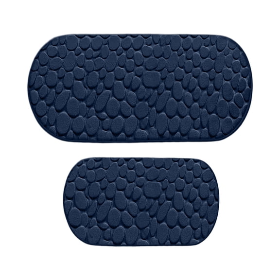 2 Pieces Bathroom Rugs Mat Set, Cobblestones Memory Foam Bath Mats, Non Slip Water Absorbent Washable Bath Rugs for Sink, Toilet and Floor