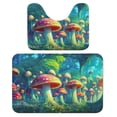 thumbnail image 1 of 2 Pieces Bathroom Rugs Set With U-Shaped Mat Bath Mat, Glowing Giant Mushroom Forest Psychedelic Fantasy Of Surrealism Non Slip Thick Soft Bath Rug Set, Machine Wash Absorbent Mats For Bathroom, 1 of 6