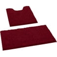 thumbnail image 1 of 2 Pieces Bathroom Rugs, Ultra Soft Non Slip Absorbent Chenille Toilet Bath Mat Set (Burgundy), 1 of 6