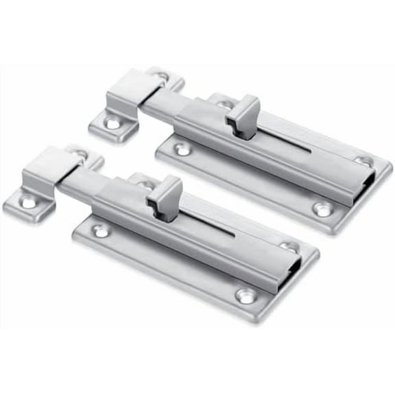 2 Pieces Bathroom Stall Door Latch 4 inch Door Bolts with Screw Stainless Steel Latch Sliding Door Lock Mounted Slide Bolt Silver Sliding Lock Bolt Bathroom Stall Hardware for Internal Doors