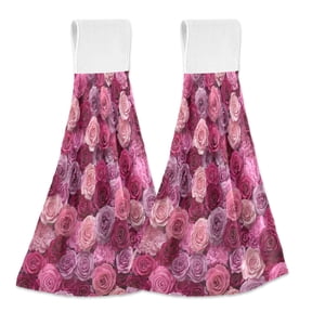 2 Pieces Bathroom Towels Kitchen Towels Velcro Hand Wipes Dish Cloths & Dish Towels Washroom Towels Face Towel Hand Wipes Beautiful Pink Roses