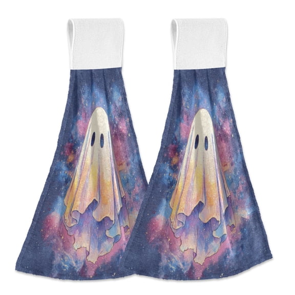 2 Pieces Bathroom Towels Kitchen Towels Velcro Hand Wipes Dish Cloths & Dish Towels Washroom Towels Face Towel Hand Wipes Cute Pastel Ghost