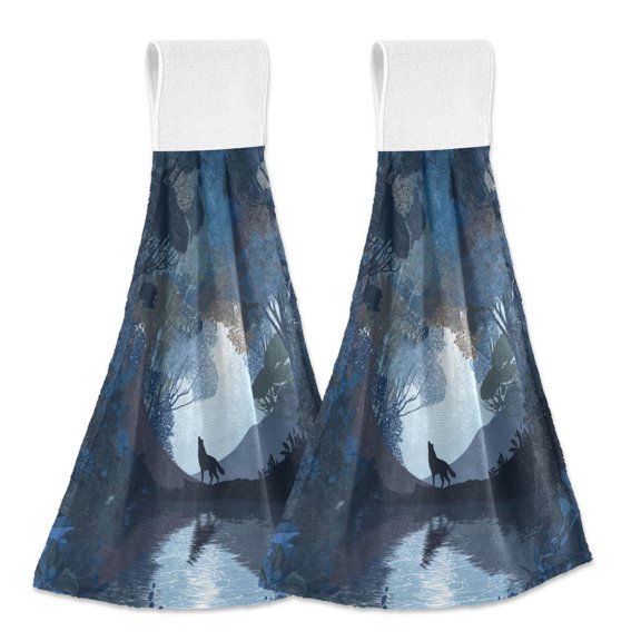 2 Pieces Bathroom Towels Kitchen Towels Velcro Hand Wipes Dish Cloths & Dish Towels Washroom Towels Face Towel Hand Wipes Flat Vector Animal Silhouette