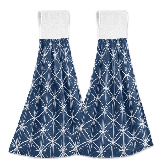 2 Pieces Bathroom Towels Kitchen Towels Velcro Hand Wipes Dish Cloths & Dish Towels Washroom Towels Face Towel Hand Wipes Geometric Vector with