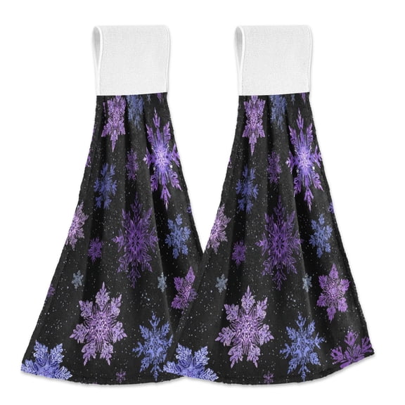 2 Pieces Bathroom Towels Kitchen Towels Velcro Hand Wipes Dish Cloths & Dish Towels Washroom Towels Face Towel Hand Wipes Snowflakes