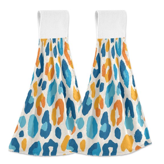 2 Pieces Bathroom Towels Kitchen Towels Velcro Hand Wipes Dish Cloths & Dish Towels Washroom Towels Face Towel Hand Wipes Vector Blue Spot Pattern