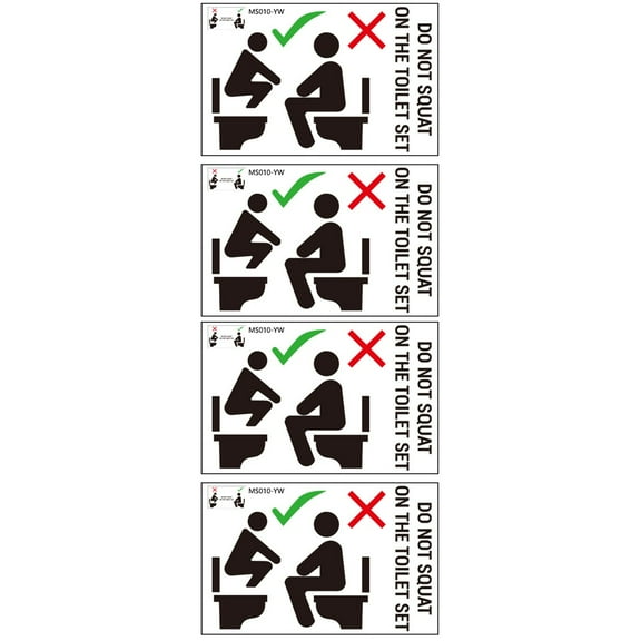 2 Pieces Bathroom Wall Decals Warning Slogan Flat Surface Stickers 30x20cm Black