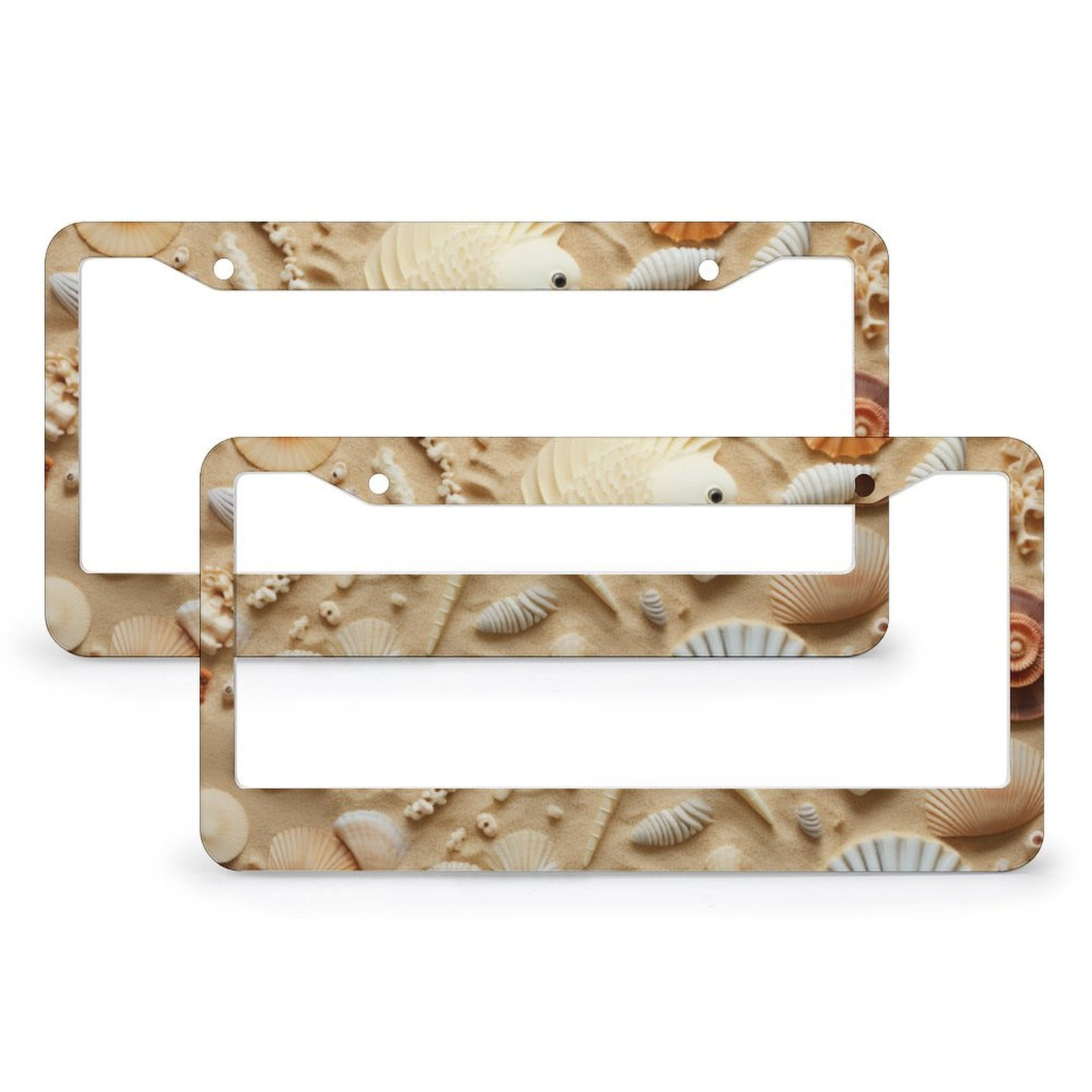 2 Pieces Beach Sand Shell License Plate Frames Ocean Beach Nautical ...